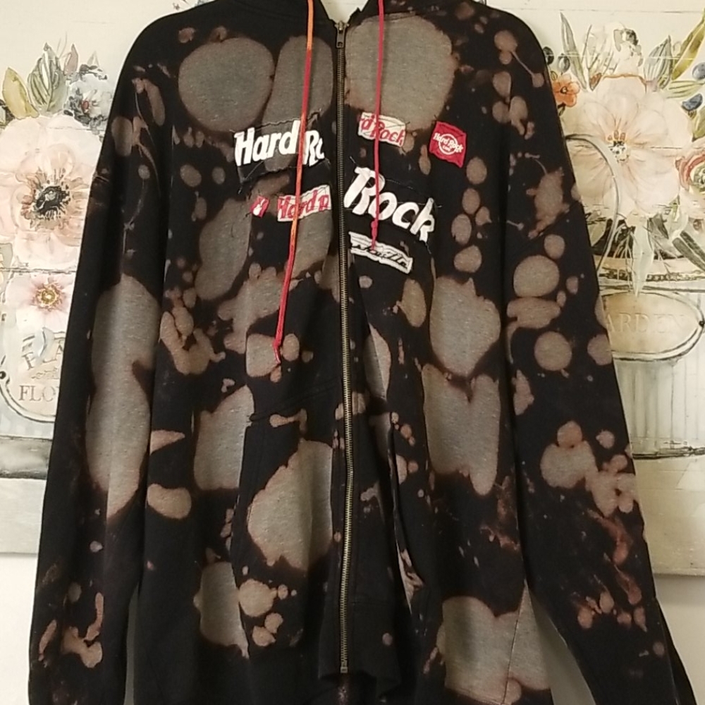 Hard Rock Nashville Zipper Hoodie BleachTieDye XL